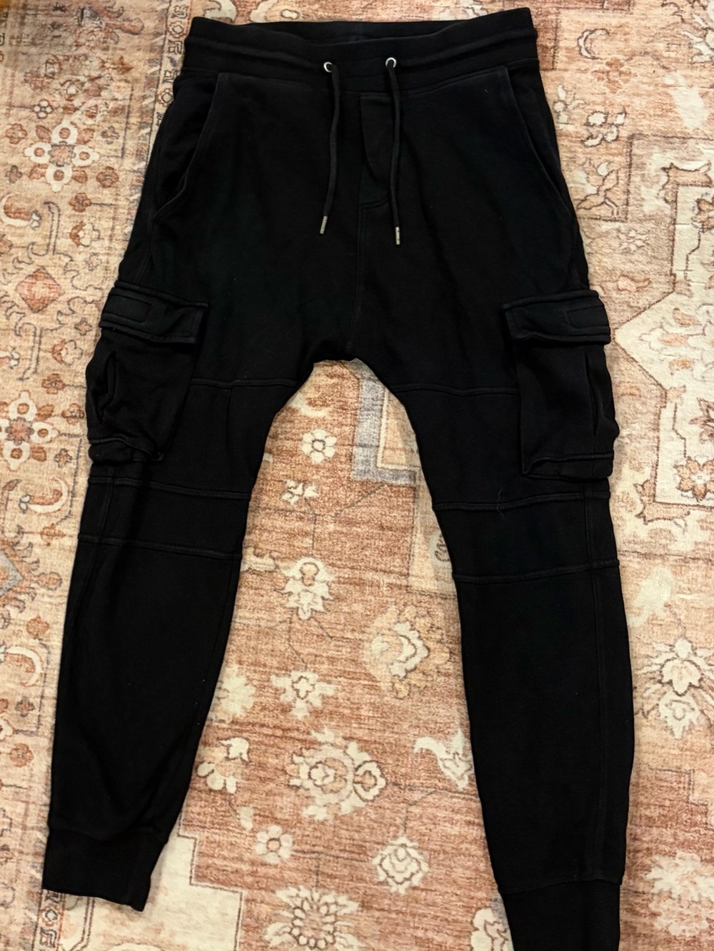 3/$15 Divided Black Cargo Sweatpants with Drawstring Waist